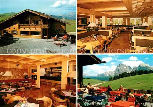 AK / Ansichtskarte Seiser_Alm Restaurant Ritsch Schwaige Gastraeume Terrasse Seiser_Alm