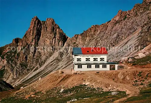 AK / Ansichtskarte Kastelruth_Suedtirol Schutzhaus Tierser Alpl mit Roterdspitze Kastelruth_Suedtirol