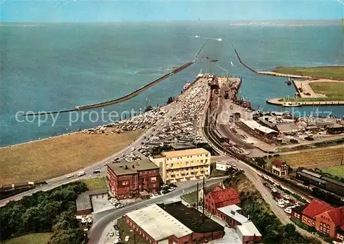 AK / Ansichtskarte Norddeich_Dithmarschen Fliegeraufnahme mit Faehrbahnhof Norddeich Dithmarschen