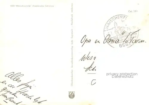 AK / Ansichtskarte Waischenfeld Fliegeraufnahme Waischenfeld