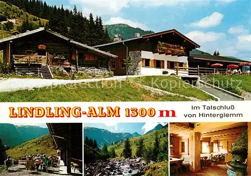 AK / Ansichtskarte Hinterglemm_Saalbach Lindlingalm Almhuette Landschaftspanorama Alpen Hinterglemm_Saalbach