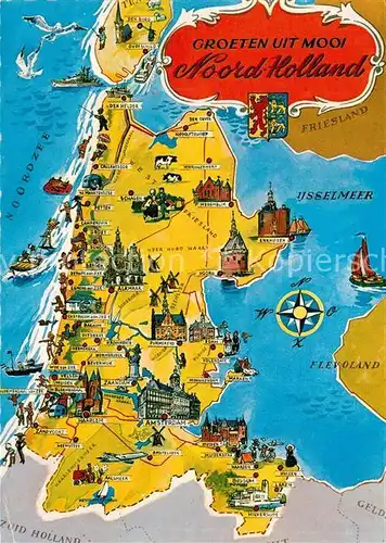AK / Ansichtskarte Noord_Holland Landkarte Noord_Holland