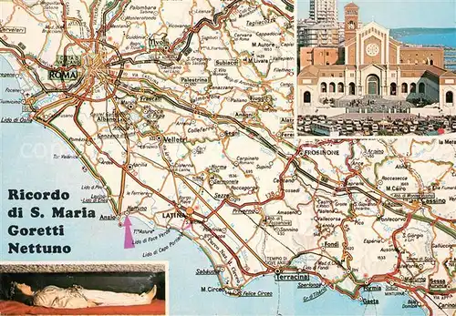 AK / Ansichtskarte Nettuno Ricordo di Santa Maria Goretti Chiesa Landkarte Nettuno
