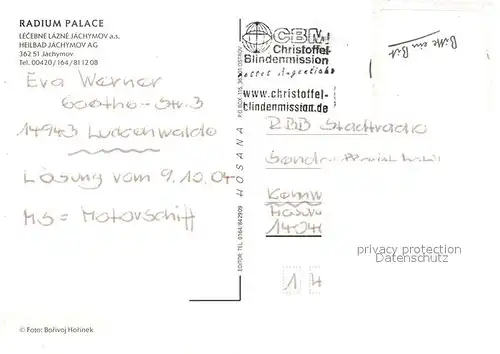 AK / Ansichtskarte Jachymov Radium Palace Jachymov