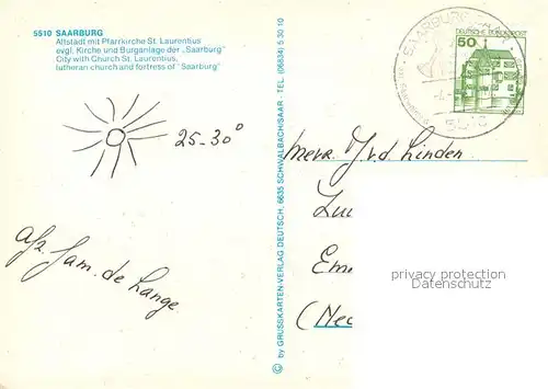 AK / Ansichtskarte Saarburg_Saar Altstadt Pfarrkirche Sankt Laurentius Burganlage  Saarburg Saar