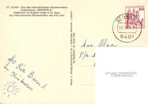 AK / Ansichtskarte St_Goar Ordensburg Rheinfels Festzug St_Goar