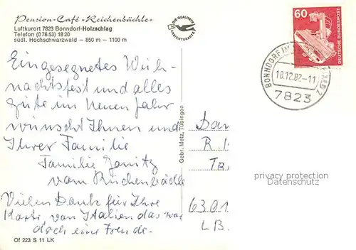 AK / Ansichtskarte Holzschlag_Bonndorf Pension Cafe Reichenbaechle Winter Holzschlag_Bonndorf