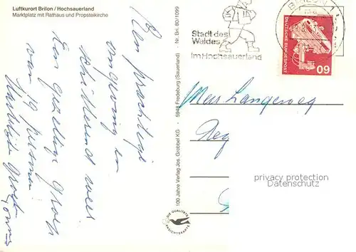 AK / Ansichtskarte Brilon Marktplatz Rathaus Propsteikirche Brilon