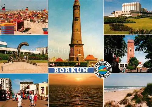 AK / Ansichtskarte Borkum_Nordseebad Strand Leuchtturm Duenen  Borkum_Nordseebad