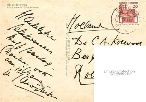 AK / Ansichtskarte Donaueschingen Stadtkirche Dianabrunnen Donaueschingen