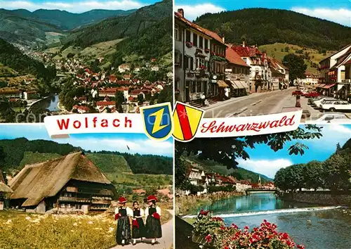 AK / Ansichtskarte Wolfach Panorama Stadtpanorama Schwarzwaldmaedchen Wolfach