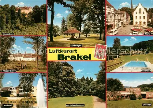 AK / Ansichtskarte Brakel_Westfalen Hinnenburg Kuranlagen Markt Feriendorf Kurhotel Kloster Brede Brakel_Westfalen