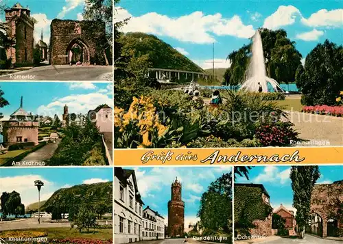AK / Ansichtskarte Andernach Roemertor Rheinanlagen Krahnen Runder Turm Ochsentor Andernach
