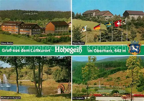 AK / Ansichtskarte Hohegeiss_Harz Haus Brlin Muehlrad Kurpark  Hohegeiss Harz