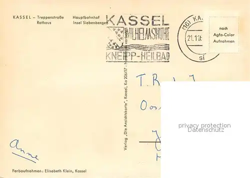 AK / Ansichtskarte Kassel Treppenstrasse Rathaus Hauptbahnhof Insel Siebenbergen Kassel