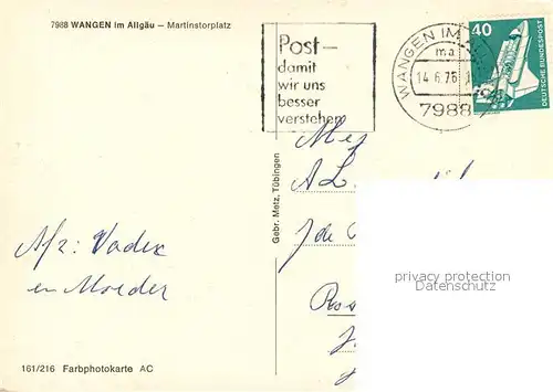 AK / Ansichtskarte Wangen_Allgaeu Martinstorplatz Wangen Allgaeu