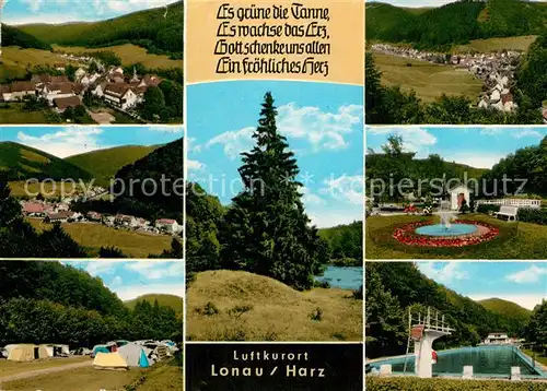 AK / Ansichtskarte Lonau Campingplatz Freibad Park Panoramen Gedicht Lonau