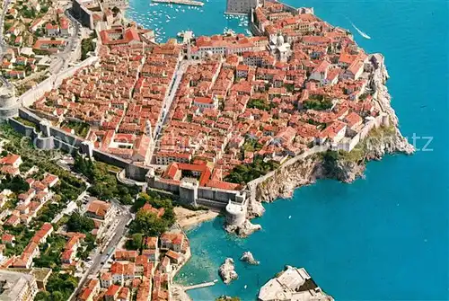 AK / Ansichtskarte Dubrovnik_Ragusa Altstadt Festung Hafen Fliegeraufnahme Dubrovnik Ragusa