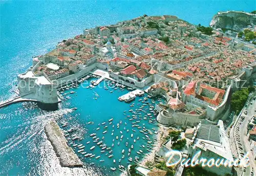 AK / Ansichtskarte Dubrovnik_Ragusa Altstadt Festung Hafen Fliegeraufnahme Dubrovnik Ragusa