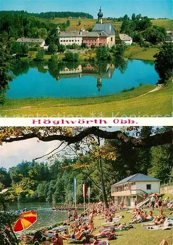 AK / Ansichtskarte Hoeglwoerth Kirche Teich Schwimmbad Hoeglwoerth