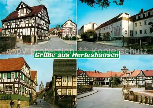 AK / Ansichtskarte Herleshausen Ortsmitte Fachwerkhaeuser und Krankenhaus Herleshausen