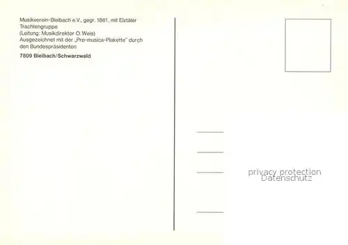 AK / Ansichtskarte Bleibach Musikverein Bleibach Trachtengruppe Bleibach