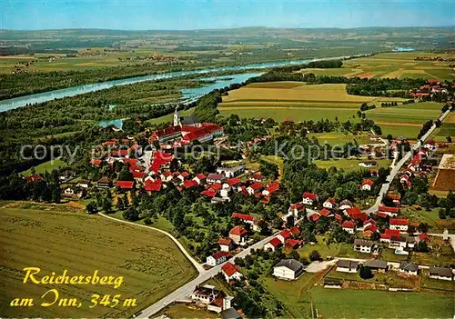 AK / Ansichtskarte Reichersberg_Inn Fliegeraufnahme mit Augustiner Chorherrenstift Reichersberg Inn