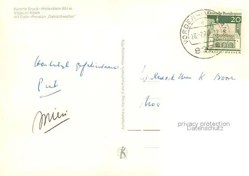 AK / Ansichtskarte Hinterstein_Bad_Hindelang mit Cafe Pension Ostrachwellen Hinterstein_Bad_Hindelang