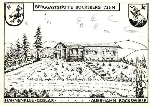 AK / Ansichtskarte Hahnenklee Bockswiese_Harz Berggaststaette Bocksberg Blockhuette Hahnenklee Bockswiese