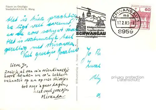 AK / Ansichtskarte Fuessen_Allgaeu Stadtpfarrkirche St. Mang Fuessen Allgaeu