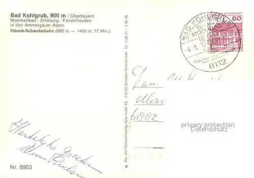 AK / Ansichtskarte Bad_Kohlgrub Hoernelbahn Bad_Kohlgrub