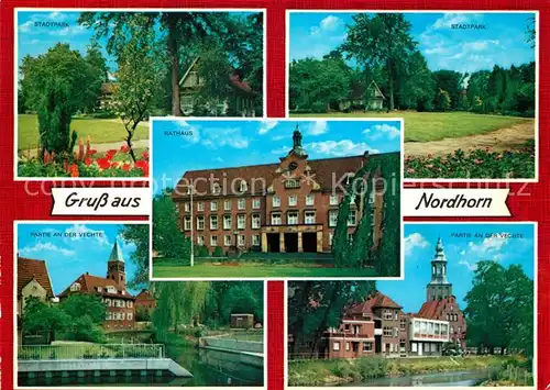 AK / Ansichtskarte Nordhorn Stadtpark Vechtepartie Rathaus Nordhorn