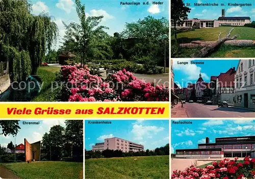 AK / Ansichtskarte Salzkotten Park Kindergarten Lange Strasse Krankenhaus Ehrenmal Salzkotten