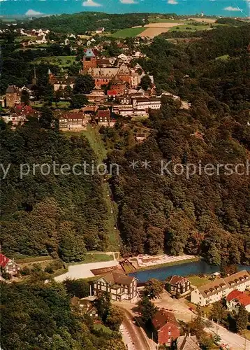 AK / Ansichtskarte Burg_Wupper Fliegeraufnahme Schloss Burg mit Seilbahn Unterburg Burg Wupper