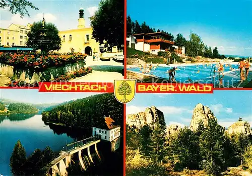 AK / Ansichtskarte Viechtach_Bayerischer_Wald Freibad Talsperre Felsengruppe Viechtach_Bayerischer