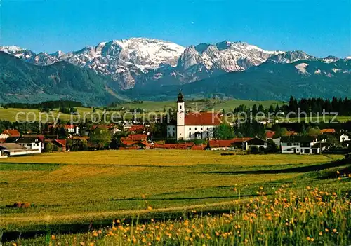 AK / Ansichtskarte Lechbruck_See Panorama Kirche Lechbruck See