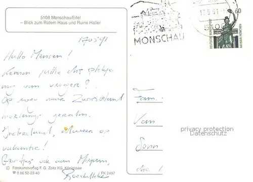 AK / Ansichtskarte Monschau Rotes Haus Ruine Haller Monschau