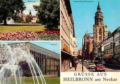 AK / Ansichtskarte Heilbronn_Neckar Stadtgarten Kaiserstrasse Kilianskirche Harmonie Heilbronn Neckar