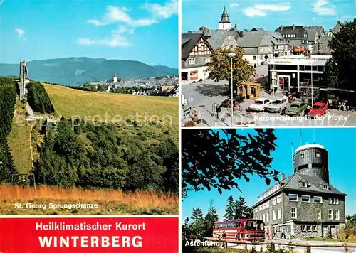 AK / Ansichtskarte Winterberg_Hochsauerland Sankt Georg Sprungschanze Kurverwaltung Pforte Astenturm Winterberg_Hochsauerland
