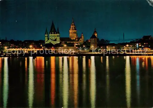 AK / Ansichtskarte Mainz_Rhein Rheinufer Dom Mainz Rhein