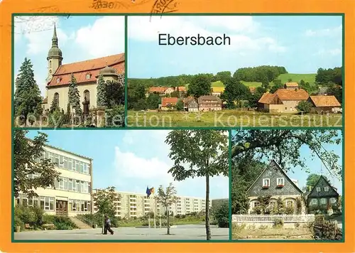 AK / Ansichtskarte Ebersbach_Sachsen Kirche Neubaugebiet Oberland Umgebindehaeuser Ebersbach Sachsen