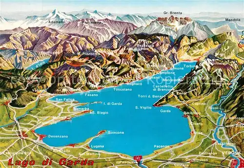 AK / Ansichtskarte Lago_di_Garda Panoramakarte Lago_di_Garda