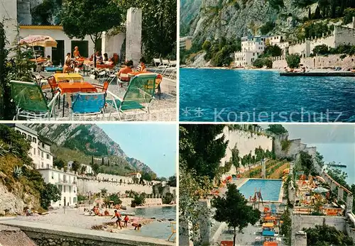 AK / Ansichtskarte Limone_sul_Garda Albergo Italia Schwimmbad Strand Limone_sul_Garda