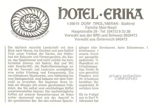 AK / Ansichtskarte Dorf_Tirol Hotel Erika Schwimmbad Terrasse Dorf_Tirol