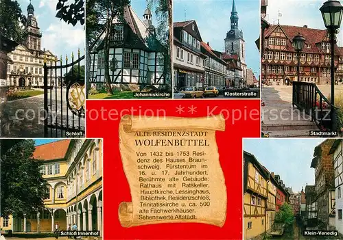 AK / Ansichtskarte Wolfenbuettel Schloss Innenhof Klein Venedig Klosterstrasse Wolfenbuettel