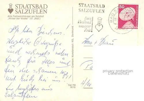 AK / Ansichtskarte Bad_Salzuflen Alte FAchwerkhaeuser Salzhof Hirter der Wieke Bad_Salzuflen