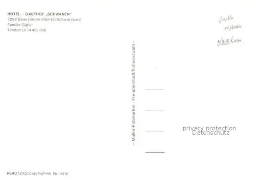 AK / Ansichtskarte Obertal_Baiersbronn Hotel Schwanen Obertal Baiersbronn