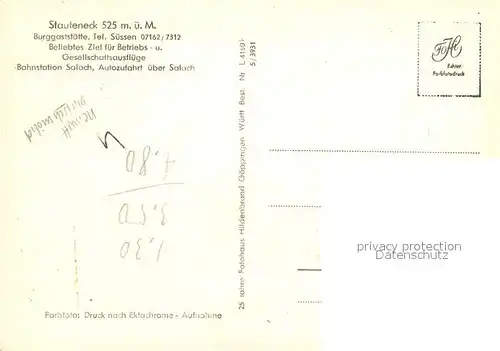 AK / Ansichtskarte Salach Staufeneck Burggaststaette  Salach