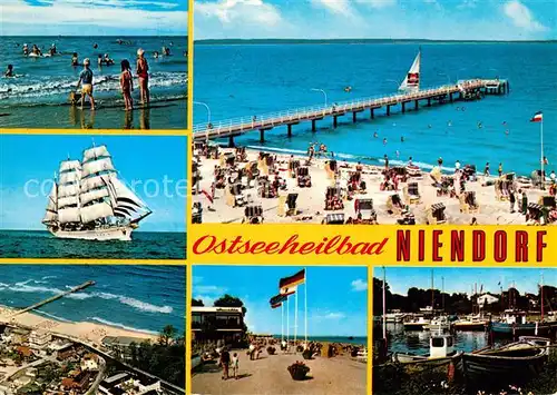 AK / Ansichtskarte Niendorf_Timmendorfer_Strand Segelschiff Strand %Fa Niendorf_Timmendorfer