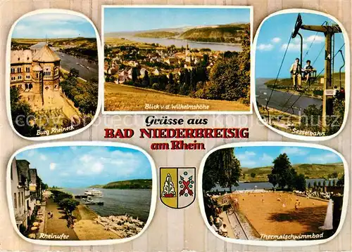 AK / Ansichtskarte Bad_Niederbreisig Sesselbahn Burg Rheineck Rheinufer Bad_Niederbreisig